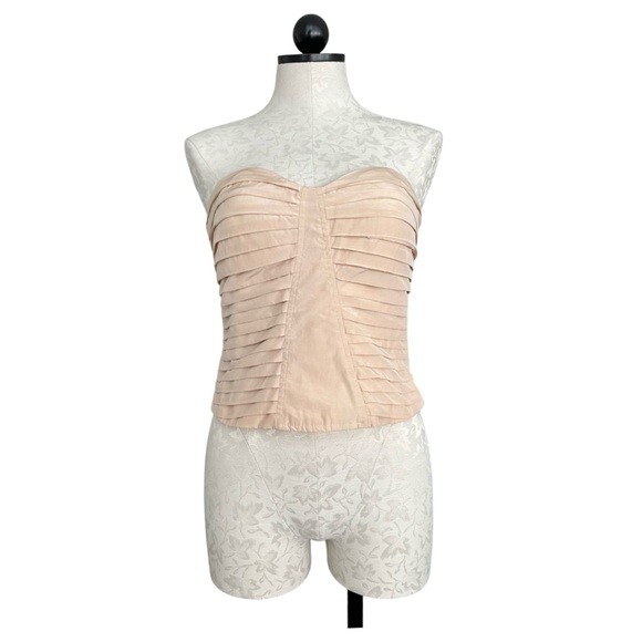 Silence + Noise Strapless Bustier Top Pleated Side Zip Strretch Back Size Large - Picture 14 of 14